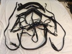 Set of black full size harness by Tedman Duraweb with full breeching and quick release fittings.