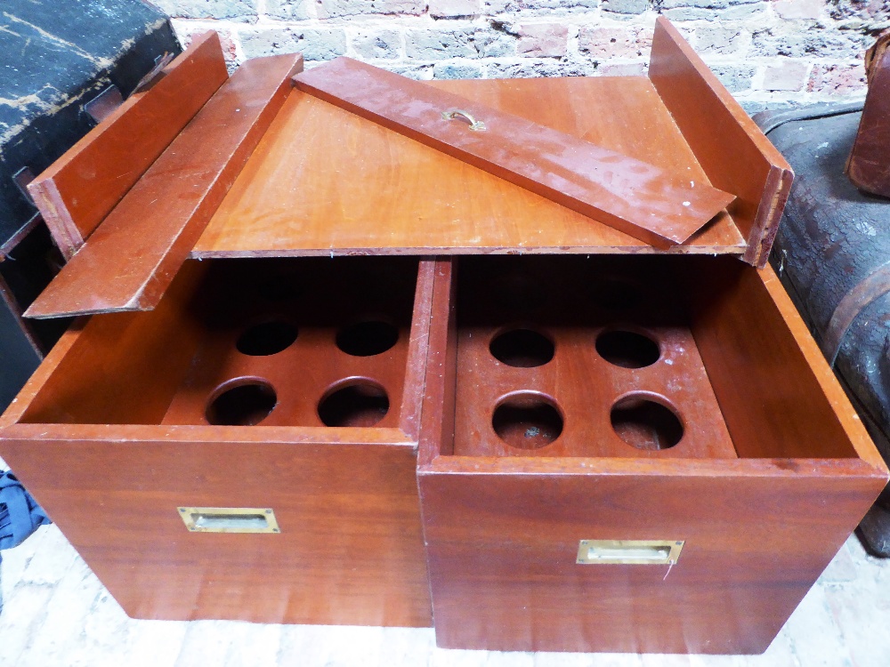 Wooden cellarettes for a coach, and associated drawer (requiring repair)