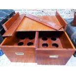 Wooden cellarettes for a coach, and associated drawer (requiring repair)