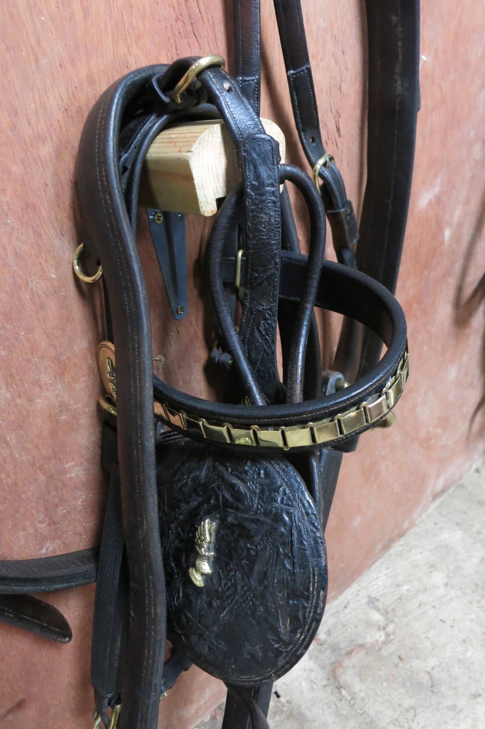 PAIR set of breastcollar harness possibly German, with crests on the bridles - Image 3 of 3