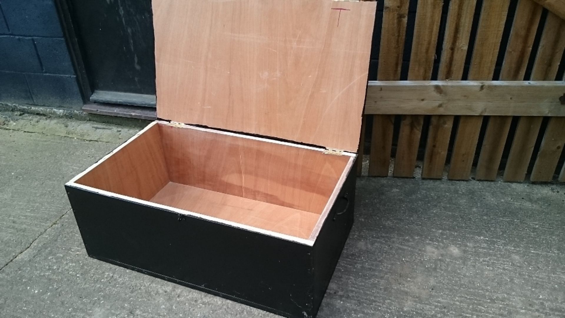 Three newly constructed wooden harness boxes