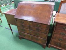 Late 18th century walnut bureau with fitted interior, 67cms x 48cms x 100cms. Estimate £150-200.