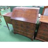 Late 18th century walnut bureau with fitted interior, 67cms x 48cms x 100cms. Estimate £150-200.