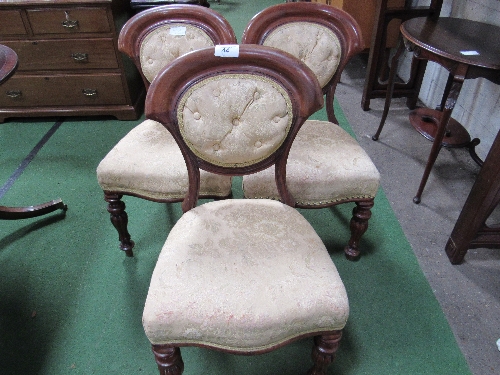 3 upholstered seat mahogany dining chairs. Estimate £30-50. - Image 2 of 4