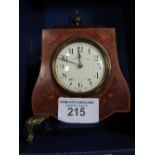 French made mantle clock in wooden inlay case & brass fittings marked Walker & Hall Ltd (a/f - leg