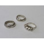 3 Links of London silver rings. Estimate £20-30.