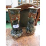 Pair of Royal Doulton vases, initial to base E.B. (Ethel Beard?), No.s 8453 & 8456, 33cms height.