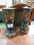 Pair of Royal Doulton vases, initial to base E.B. (Ethel Beard?), No.s 8453 & 8456, 33cms height.