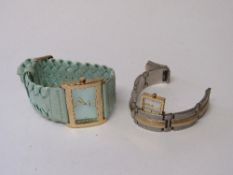 Lady's wristwatch with blue strap & Fossil lady's slide-out watch with spare links. Estimate £10-