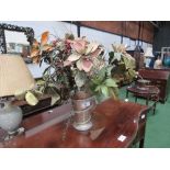 Artificial flower display in vase. Estimate £10-15.