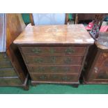 Late 18th century walnut chest of 4 graduated drawers all with inlaid panels, 72cms x 43cms x 78cms.