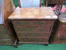 Late 18th century walnut chest of 4 graduated drawers all with inlaid panels, 72cms x 43cms x 78cms.