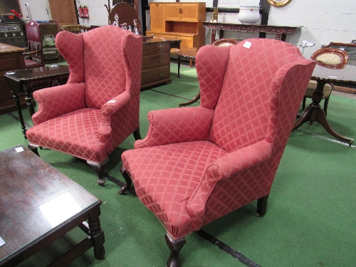 2 upholstered wing armchairs. Estimate £50-80. - Image 3 of 3