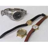 A Seiko quartz lady's wrist watch together with 3 other wristwatches. Estimate £10-15.