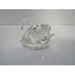 Set of 3 Swarovski crystal swans, 7.5cms, 5.5cms & 3.5cms. Estimate £20-30.