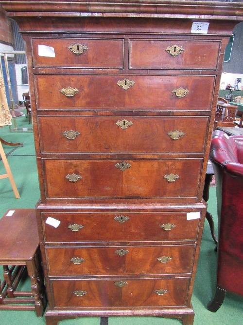 Late 18th century walnut chest on chest with canted corners & small bracket feet, 89cms x 55cms x - Image 3 of 3