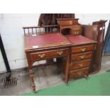 Victorian bureau & desk, half rail to back, 4 drawers to side & stationery drawers to top, 106cms