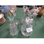 5 glass decanters. Estimate £20-30.