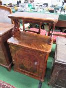 Profusely inlaid burr walnut music cabinet with framed central cartouche depicting a laurel ring