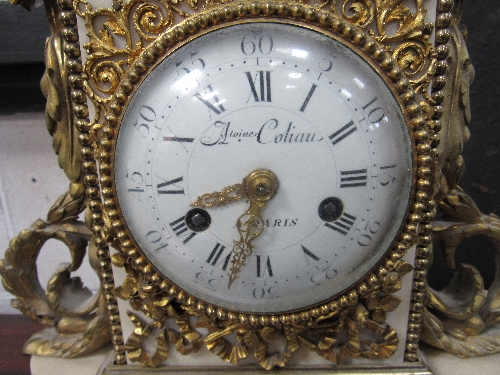 French marble mantle clock with ormolu decoration, dial inscribed Atoine Coliau Paris, a/f. Estimate - Image 2 of 2