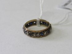 9ct gold, sapphire & clear stone eternity ring, size M. Estimate £50-60.