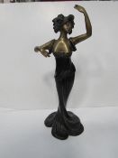 Art Nouveau style bronze figure of a woman dancing, signed Bonnefon, 42cms height. Estimate £100-