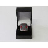 Man's Confederate Flag style ring, size Q. Estimate £10-20.