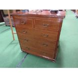 Mahogany Edwardian chest of 2 over 3 graduated drawers with cross banded inlay, 101cms x 47cms x