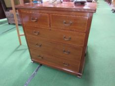 Mahogany Edwardian chest of 2 over 3 graduated drawers with cross banded inlay, 101cms x 47cms x