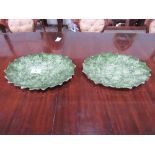 Pair of green leaf plates, made in Italy, 43cms diameter. Estimate £20-40.