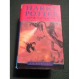 Harry Potter 1st edition, Goblet of fire, with dust cover. Estimate £40-50.