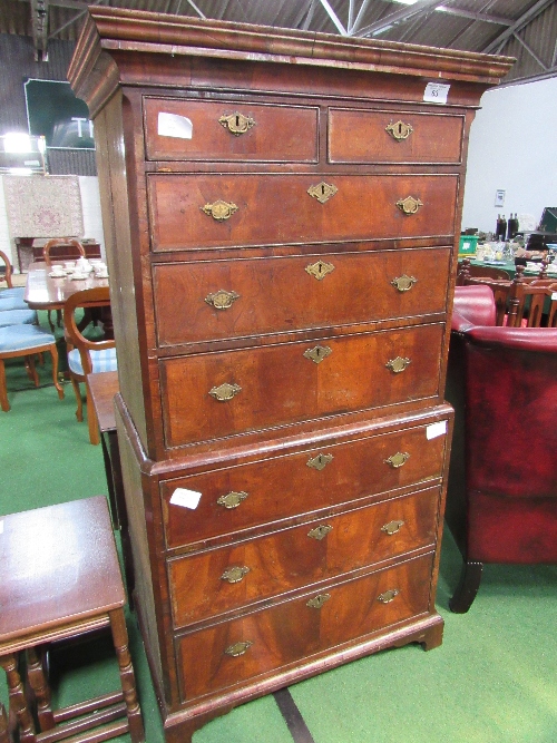 Late 18th century walnut chest on chest with canted corners & small bracket feet, 89cms x 55cms x - Image 2 of 3