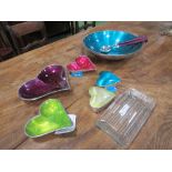 Azeti Interiors: salad bowl & servers, 3 heart shaped dishes, 2 trinket boxes & a glass dish.