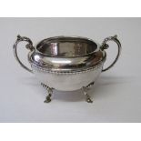 Silver sugar bowl with scroll handles on 4 scalloped cabriole legs, wt 5.9ozt, diameter 10cms (faded