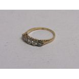 9ct 5 stone half eternity diamond ring, size 0 1/2. Estimate £135-150.