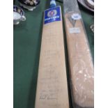 Cricket bat signed by members of the Surrey County Cricket Club including Alec Stewart