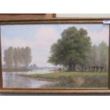 Framed oil on canvas 'The Meander' signed Willem J Alberts, 68cms x 107cms. Estimate £100-150.