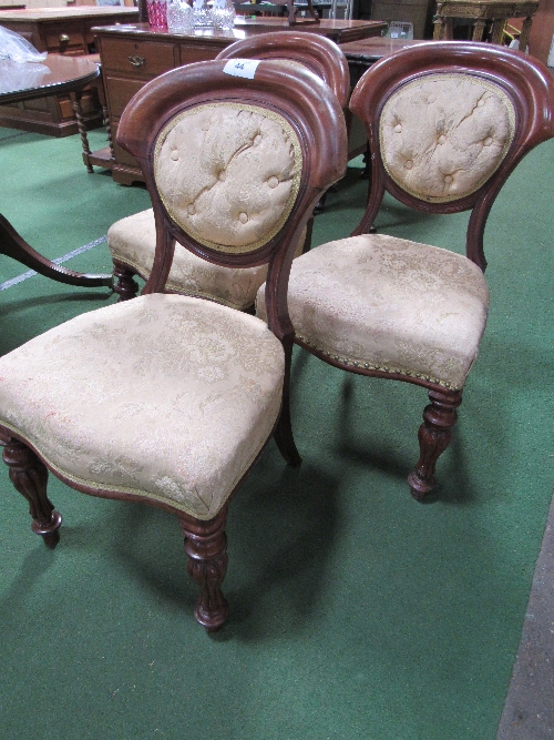 3 upholstered seat mahogany dining chairs. Estimate £30-50. - Image 3 of 4