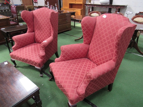 2 upholstered wing armchairs. Estimate £50-80. - Image 2 of 3