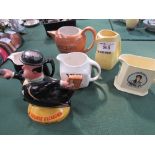 6 advertising jugs including Beswick, Wade etc. Estimate £10-20.