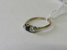 9ct gold & platinum sapphire & clear stone ring, size N. Estimate £20-30.