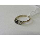 9ct gold & platinum sapphire & clear stone ring, size N. Estimate £20-30.