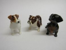 3 Beswick dogs: Jack Russell, Dachshund & Bulldog