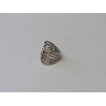 Fiorelli silver & rose gold 6 band ring, size K. Estimate £15-25.