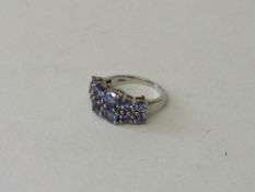 AA Tanzanite & white topaz sterling silver ring, size L. Comes with Certificate of Authenticity.