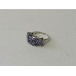 AA Tanzanite & white topaz sterling silver ring, size L. Comes with Certificate of Authenticity.