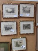 3 framed & glazed prints depicting The Thames in the 19th century & 2 framed & glazed hunting