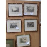 3 framed & glazed prints depicting The Thames in the 19th century & 2 framed & glazed hunting