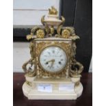 French marble mantle clock with ormolu decoration, dial inscribed Atoine Coliau Paris, a/f. Estimate