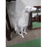 Italian ceramic figure of a seated greyhound (head has been repaired), height 83cms. Estimate £80-